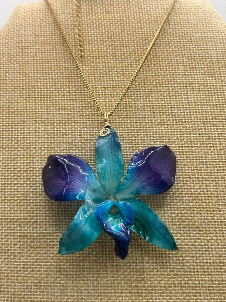 Orquídeas en cadena stainless steel 18”