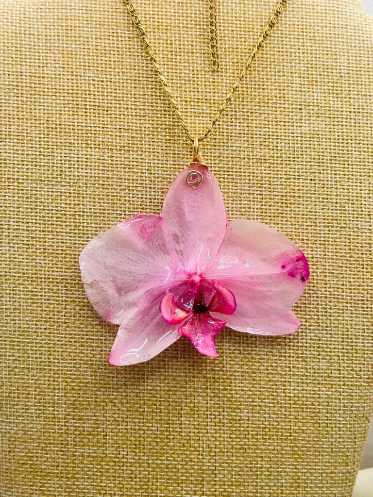Orquídeas en cadena stainless steel 18”